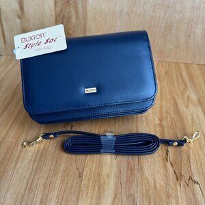 Buxton Mini Bag NWT Crossbody Navy Leather